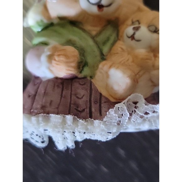 Jasco Caring Critters Chimer Ornament Bisque Porcelain Cat Mom Kitten Taiwan Vtg - Picture 9 of 9